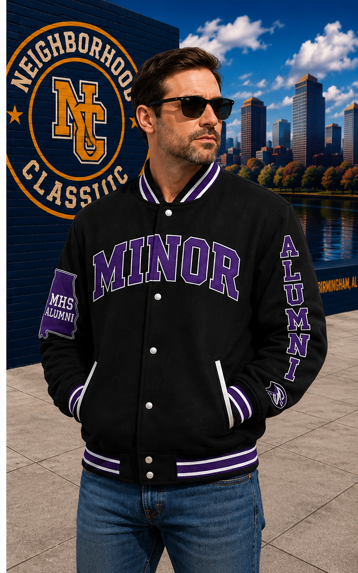 Minor Tigers jacket in black with purple accents