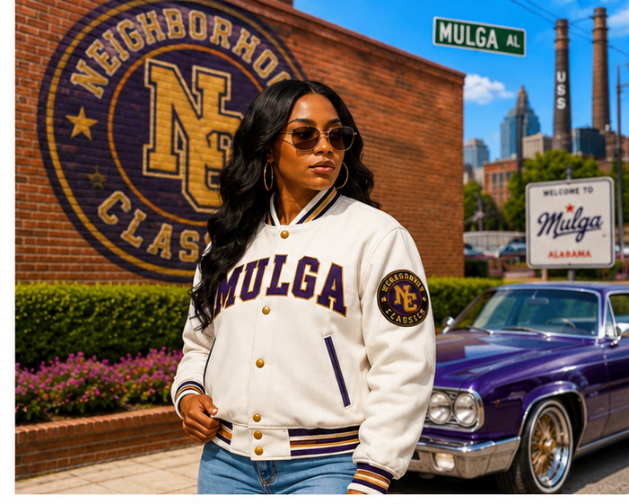 Mulga premium wool jacket in white with purple and gold accents